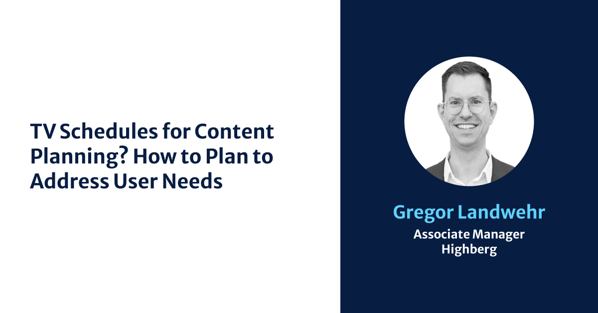 TV Schedules for Content Planning? How to Plan to Address User Needs 