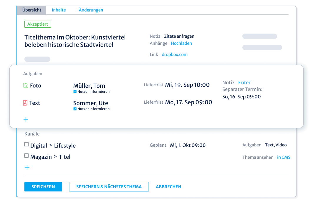 Alle Infos zu einem Thema auf einen Blick in Kordiam