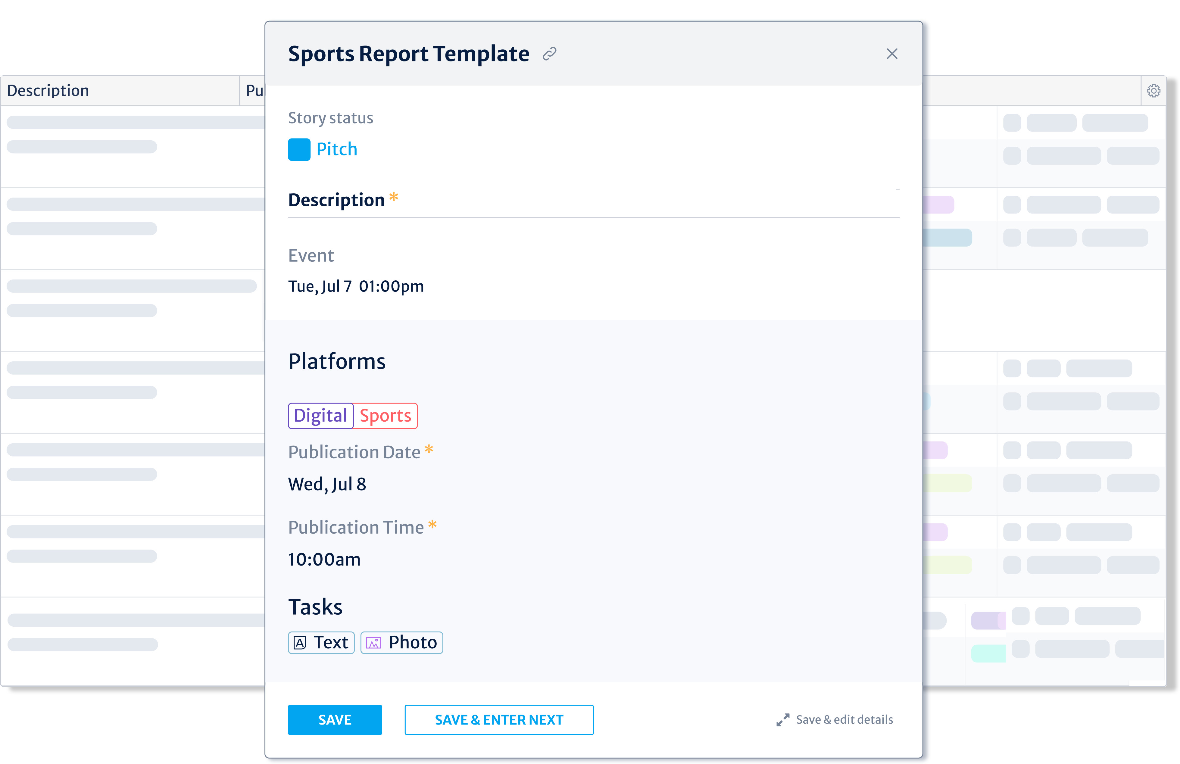 Story Template sports desk kordiam