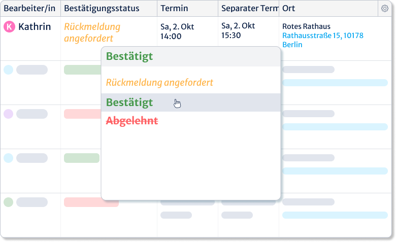 Tasks page with media focused status settings